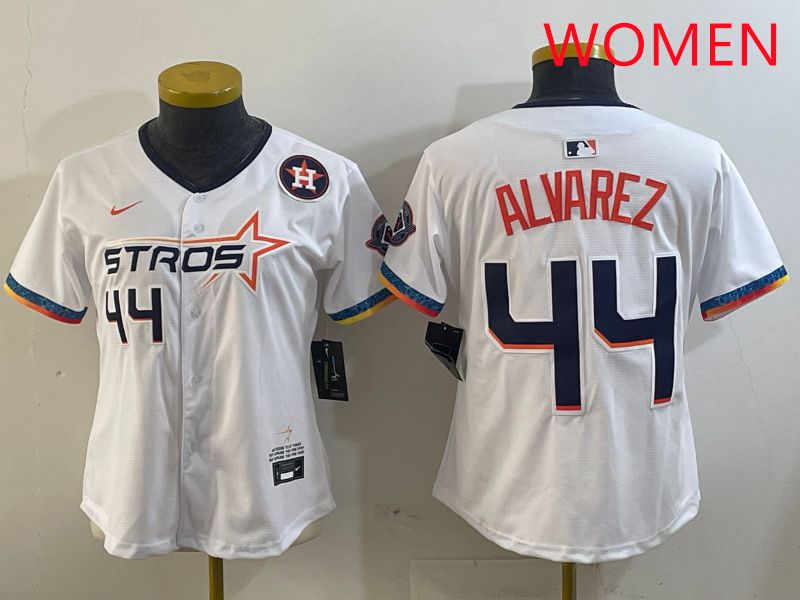 Women Houston Astros #44 Alvarez White Fourth generation Joint Name 2025 Nike MLB Jersey style 3